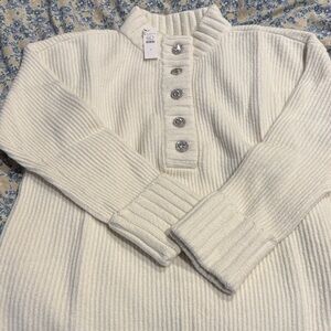 Brand new with tags Talbots sweater. Women's Ribbed Button-Up - ivory/cream